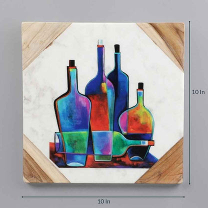 Quartz Wine & Dine Marble Wall Art | 10 x 10 inches