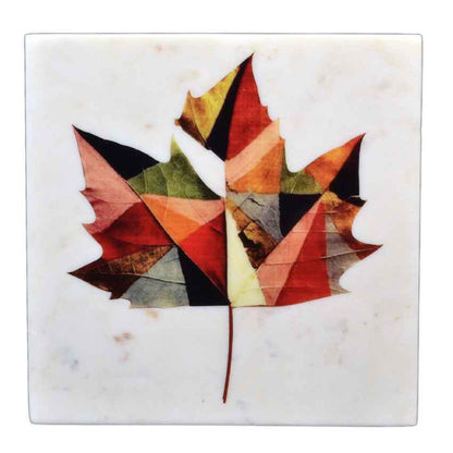 Contemporary Maple Leaf Marble Wall Art | 10 x 10 inches