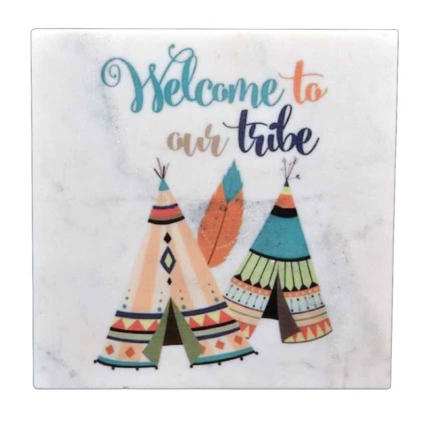 Stunning Welcome to Our Tribe Marble Wall Art | 10 x 10 inches