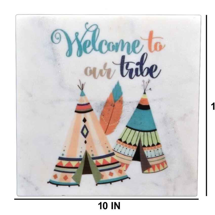 Stunning Welcome to Our Tribe Marble Wall Art | 10 x 10 inches