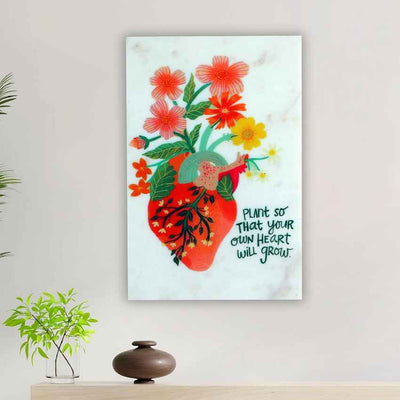 Glossy Plant So That Your Own Heart Will Grow Marble Wall Art | 8 x 12 inches