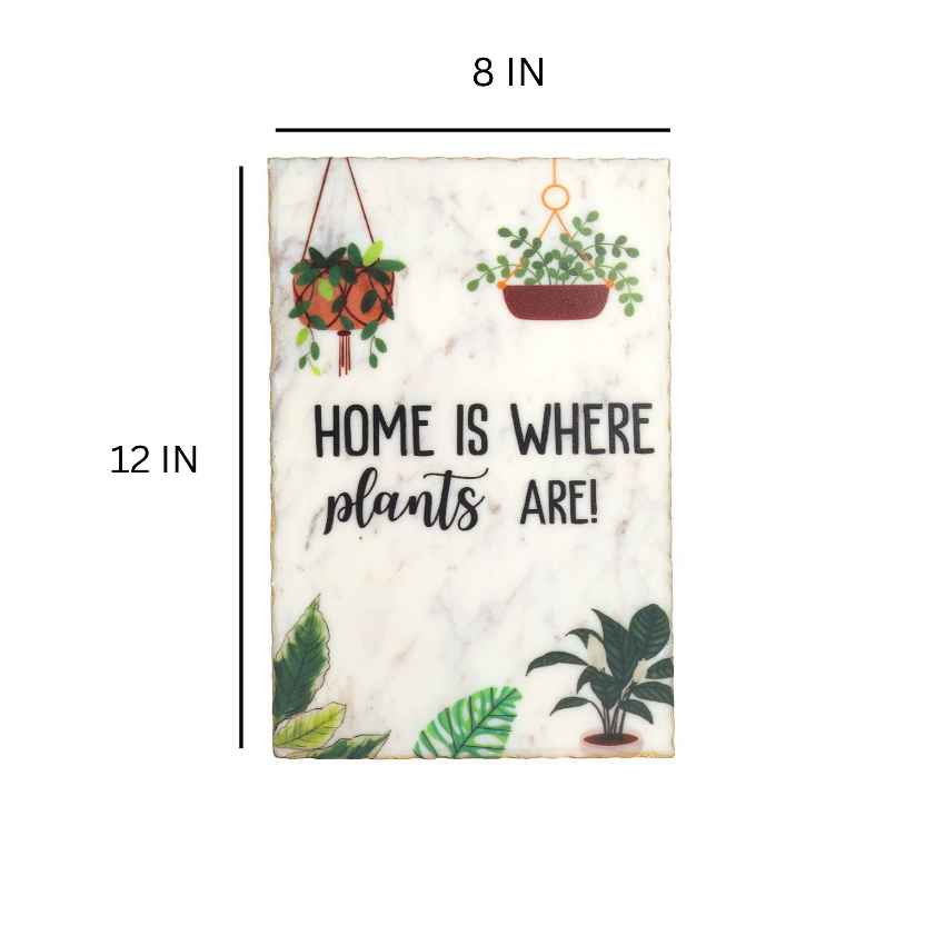 Matte Home Is Where Plants Marble Wall Art | 8 x 12 inches