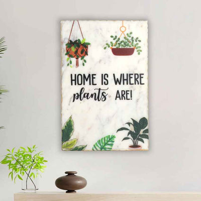 Matte Home Is Where Plants Marble Wall Art | 8 x 12 inches