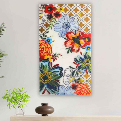 Subtle Radiant Flora Marble Wall Art | 8 x 14 inches