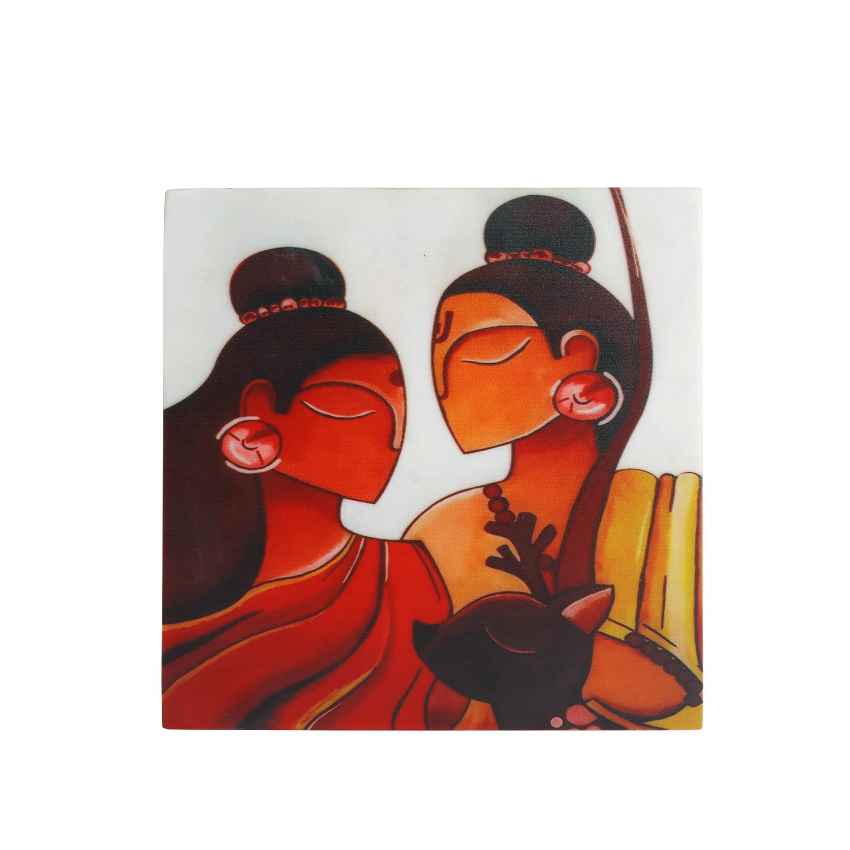 Stone Radha Krishna Marble Wall Art | 10 x 10 inches