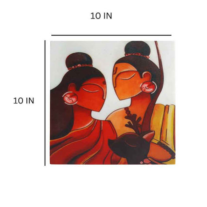 Stone Radha Krishna Marble Wall Art | 10 x 10 inches