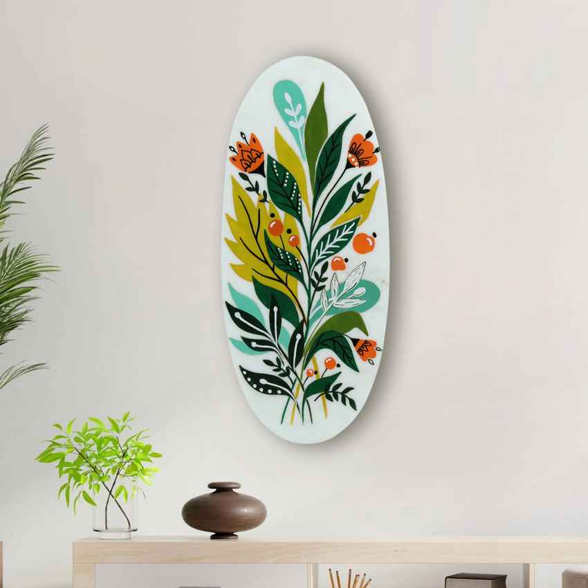 Artful Botanic Marble Wall Art | 7 x 16 inches