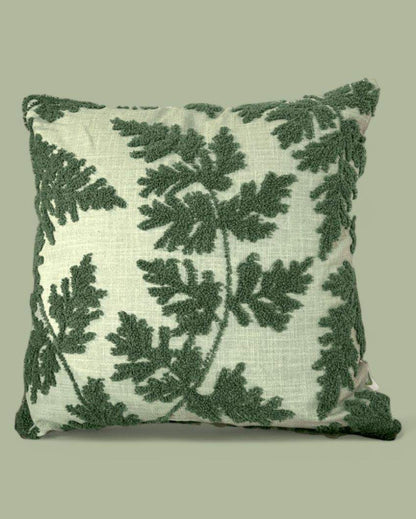 Refreshing Mint Fern Tufted Cushion Cover | 18 x 18 inches