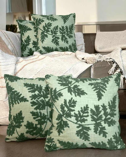 Refreshing Mint Fern Tufted Cushion Cover | 18 x 18 inches