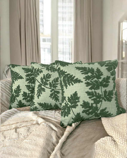 Refreshing Mint Fern Tufted Cushion Cover | 18 x 18 inches
