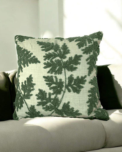 Refreshing Mint Fern Tufted Cushion Cover | 18 x 18 inches