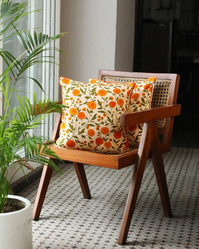 Marigold Printed Cotton Cushion Covers | 16 x 16 inches