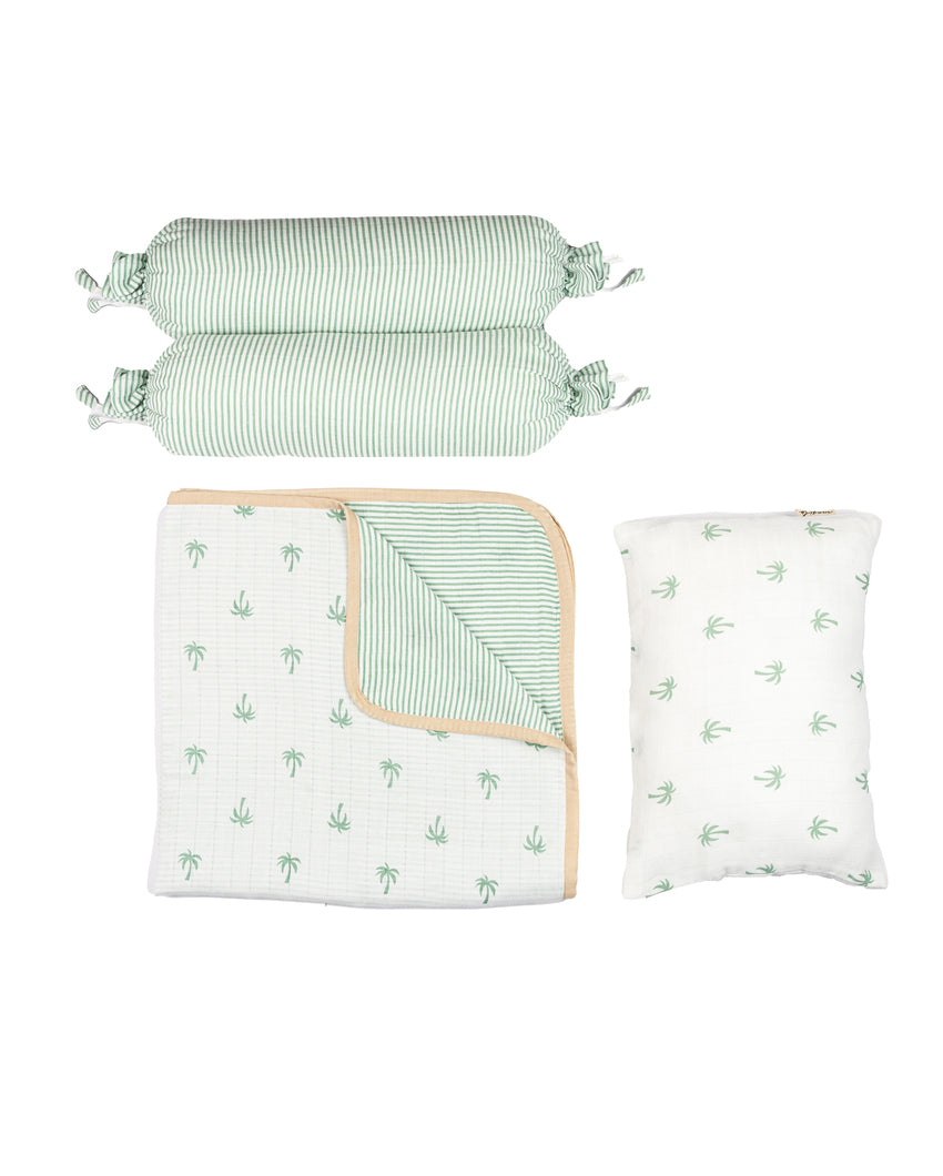 Lush Palm Mini Crib Cot Set | Pack of 4 | 27 x 27 inches