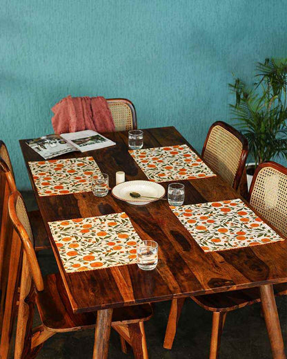 Marigold Flowers Printed Cotton Placemats | 13 x 19 inches