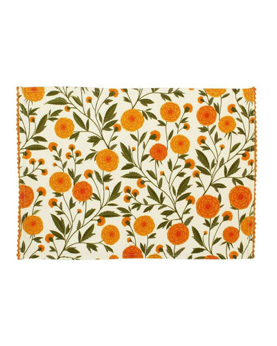 Marigold Flowers Printed Cotton Placemats | 13 x 19 inches