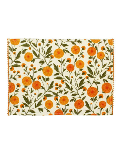 Marigold Flowers Printed Cotton Placemats | 13 x 19 inches