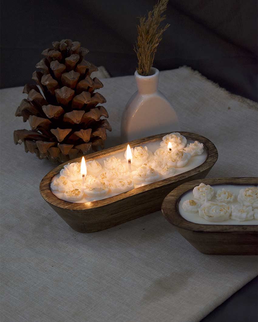 Rustic Mango Soy Wax & Wood Candle | 20.3 x 10.2 x 7.6 cm / 8 x 4 x 3 inches