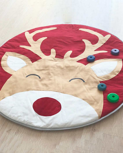 Christmas Reindeer Design Quilted Playmat | 42 x 2 inches