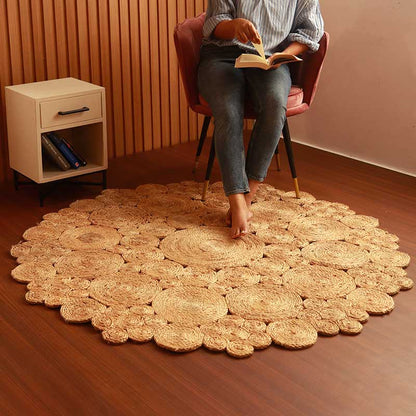 Large Circular Bohemian Jute Rug