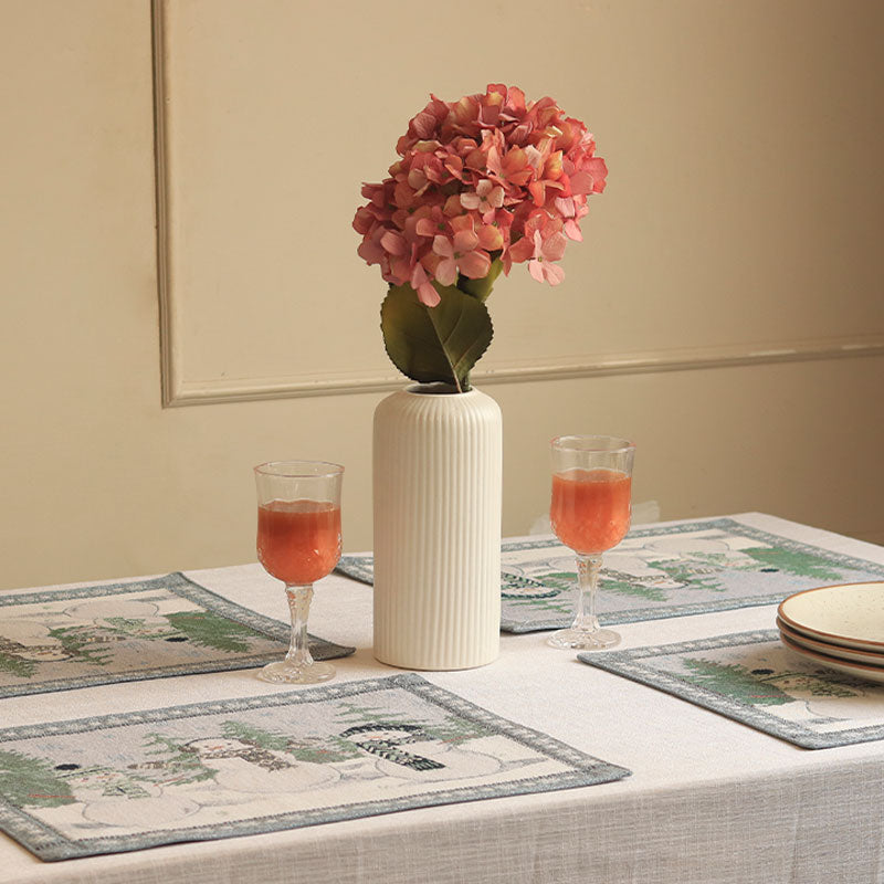Snowman Design Cotton Tufted Placemats Set of 4