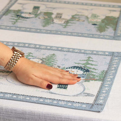 Snowman Design Cotton Tufted Placemats Set of 4