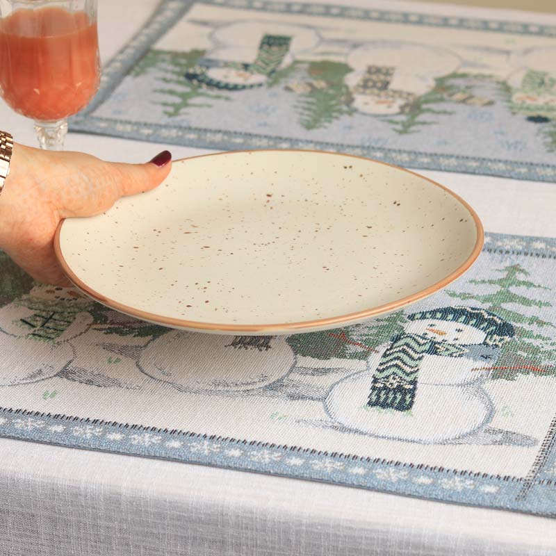 Snowman Design Cotton Tufted Placemats Set of 4