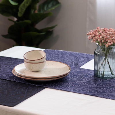 Blue Patterned Cotton Table Runner Set of 3