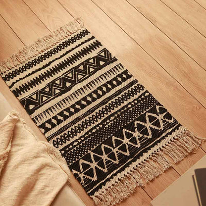 Black Ethnic Accent Floor Mat | 34 x 21 inches
