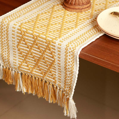 Yellow Patterned Table Runner | 12 x 72 inches