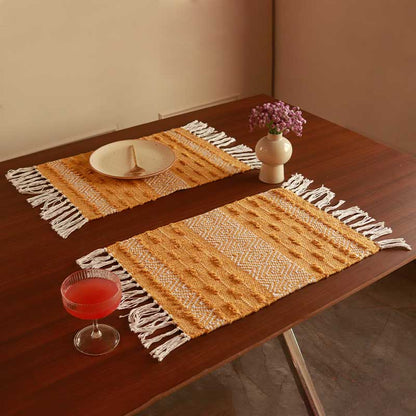 Yellow Table Cotton Tufted Placemats Set of 2