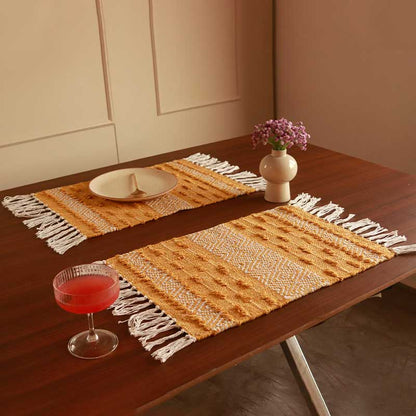 Yellow Table Cotton Tufted Placemats Set of 2