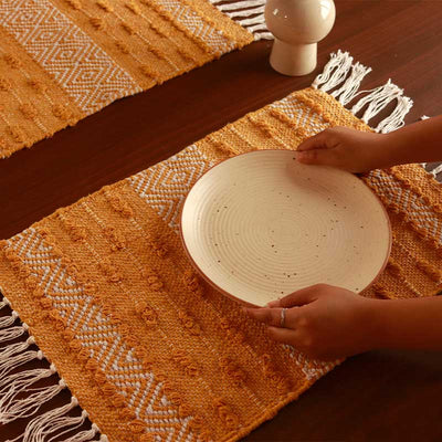 Yellow Table Cotton Tufted Placemats Set of 2