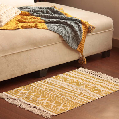Lime Green Ethnic Accent Floor Mat | 34 x 21 inches