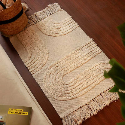 White Tufted Floor Mat | 34 x 21 inches