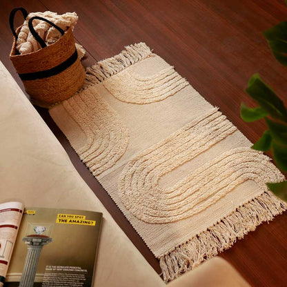 White Tufted Floor Mat | 34 x 21 inches