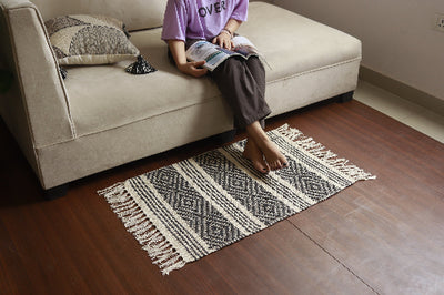 Black & White Geometric Floor Mat