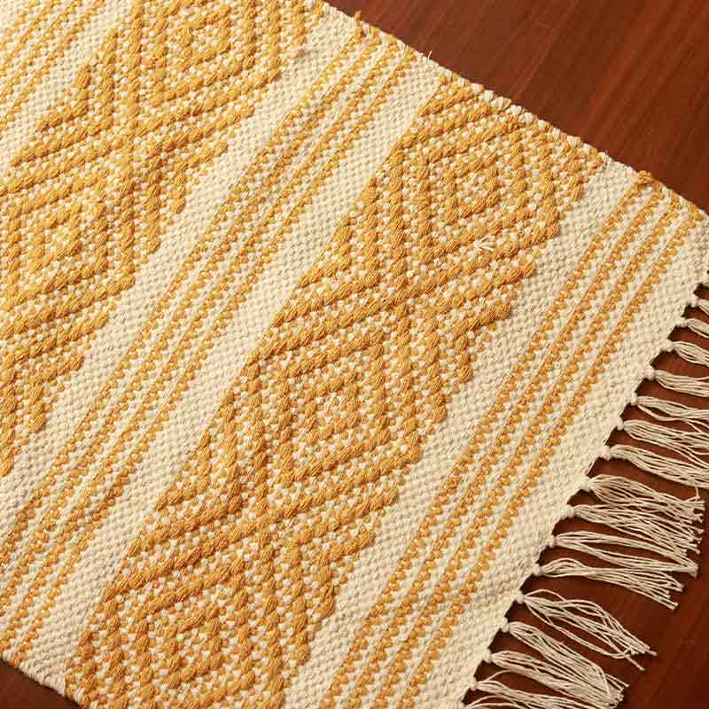 Yellow Bohemian Accent Floor Mat | 34 x 21 inches