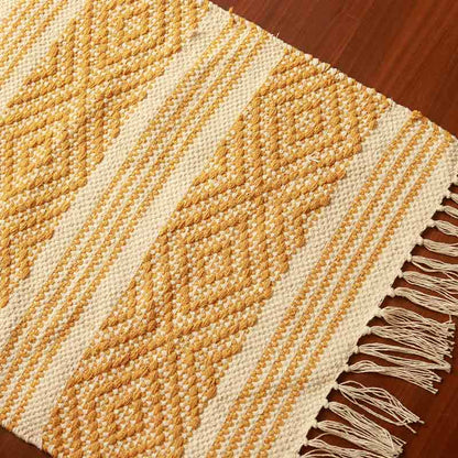 Yellow Bohemian Accent Floor Mat | 34 x 21 inches