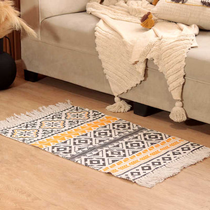 Yellow & Black Pattern Accent Floor Mat | 34 x 21 inches