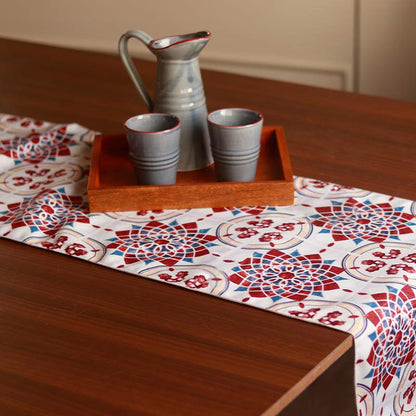 Red Tile Table Runner | 58x13 Inches, 72x13 Inches