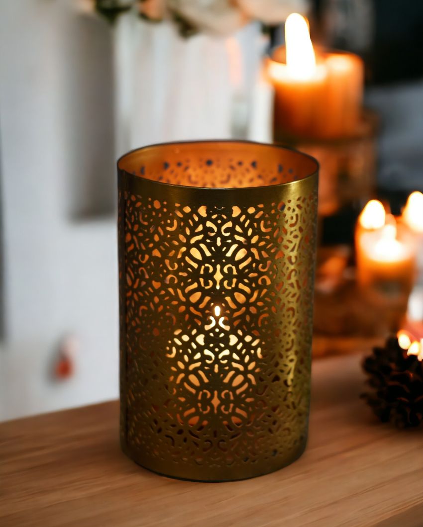 Jaali Pillar Glass Candle Holder | 6 Inches