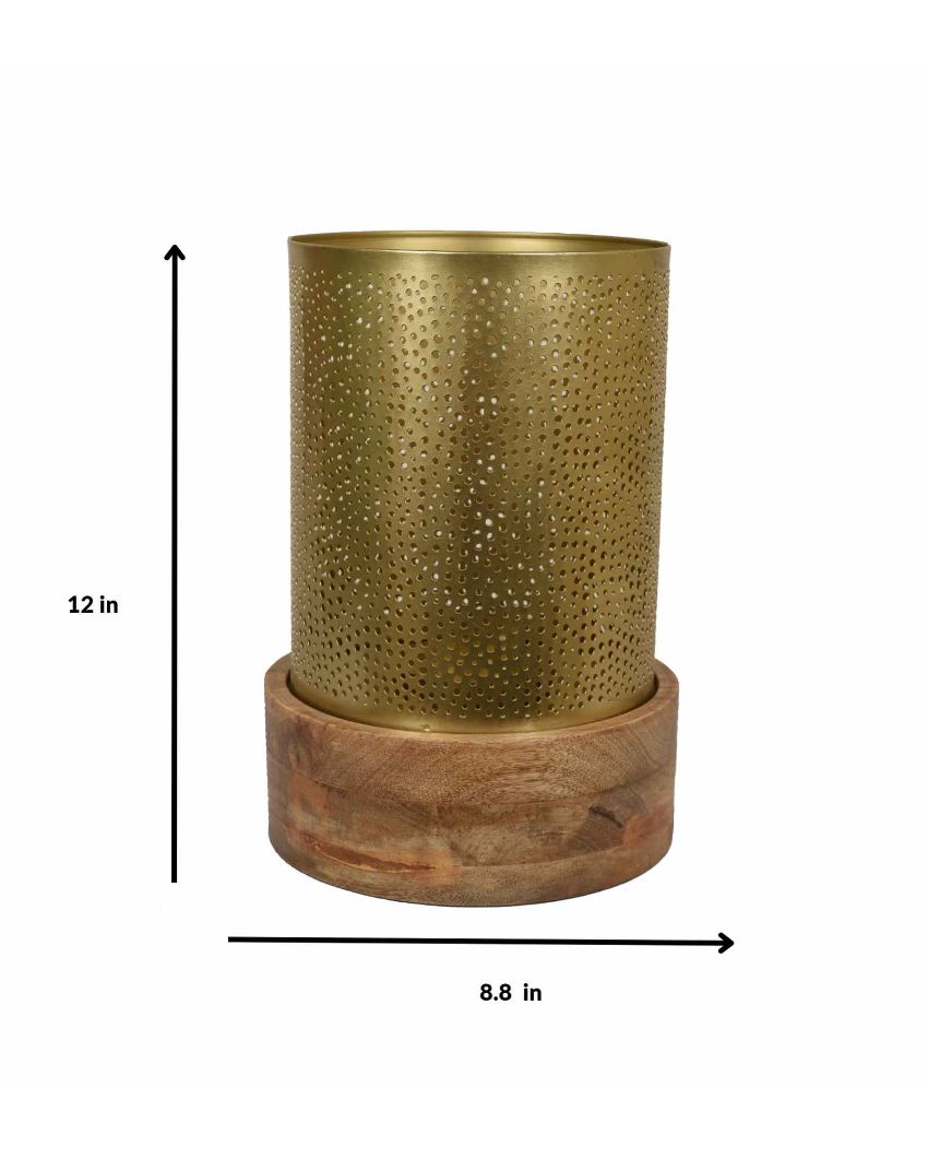 Roshni Jaali Candle Holder with Wooden Base | 12 Inches