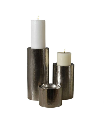 Glossy Iron Pillar Candle Holder | Set Of 3 | 4.4 x 11 inches