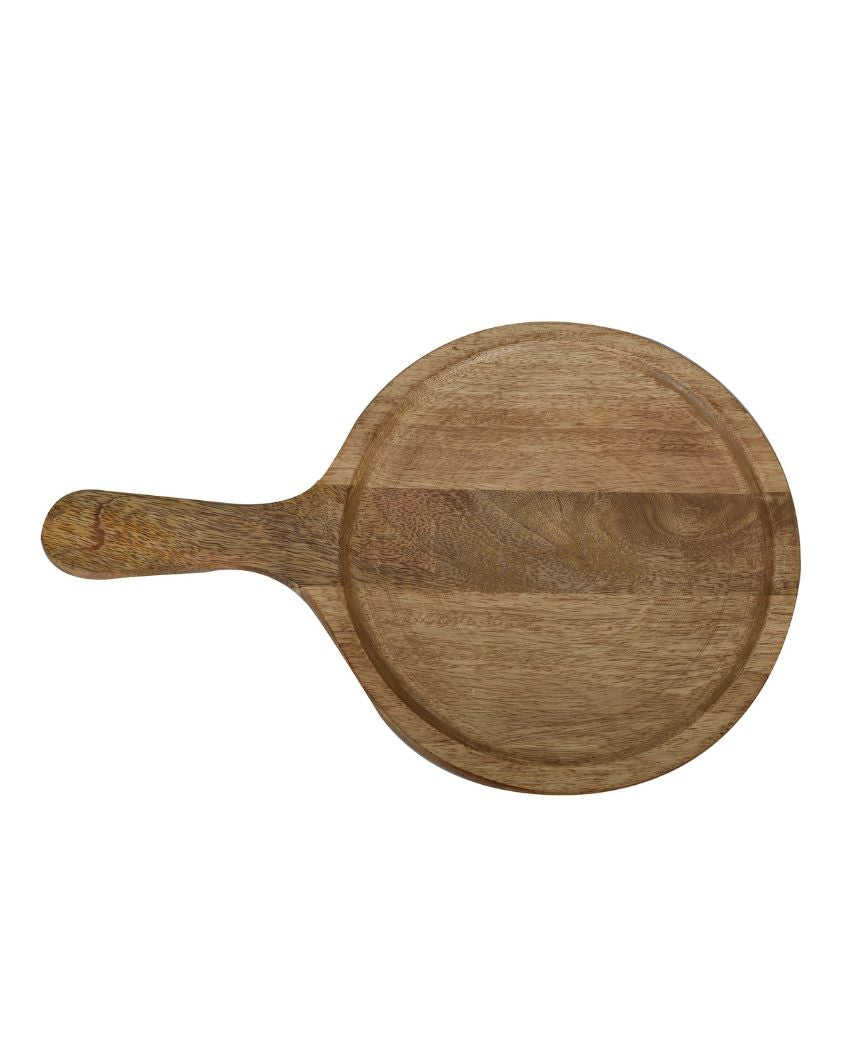 Aachman Wooden Round Platter with Handle | 17.5 Inches