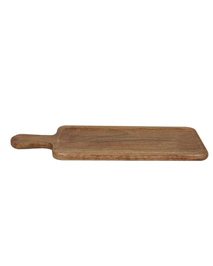 Aachman Wooden Rectangle Grooved Platter with Handle | 17.5 Inches