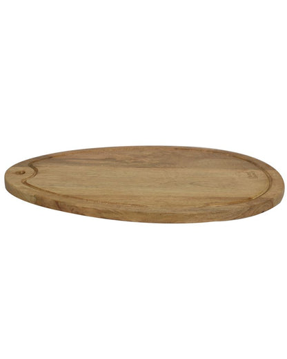 Aachman Wooden Oval Grooved Platter Cheese Board | 17.5 Inches