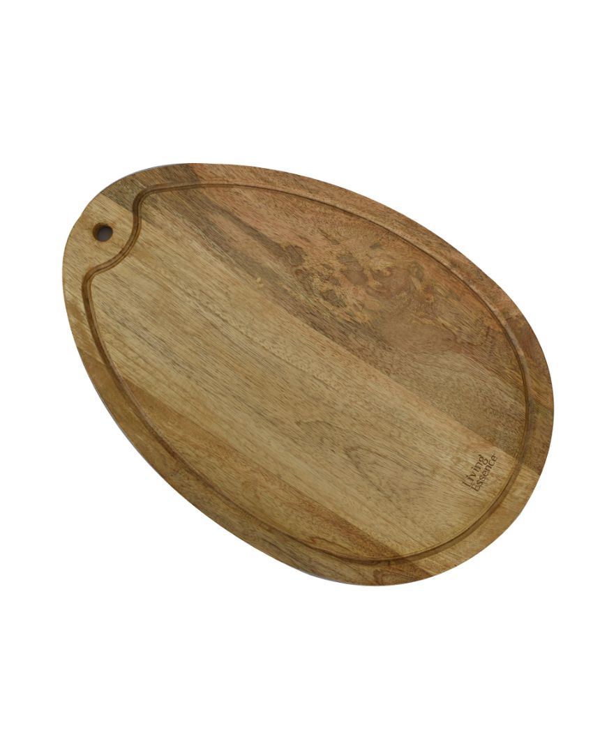 Aachman Wooden Oval Grooved Platter Cheese Board | 17.5 Inches