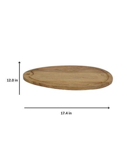 Aachman Wooden Oval Grooved Platter Cheese Board | 17.5 Inches