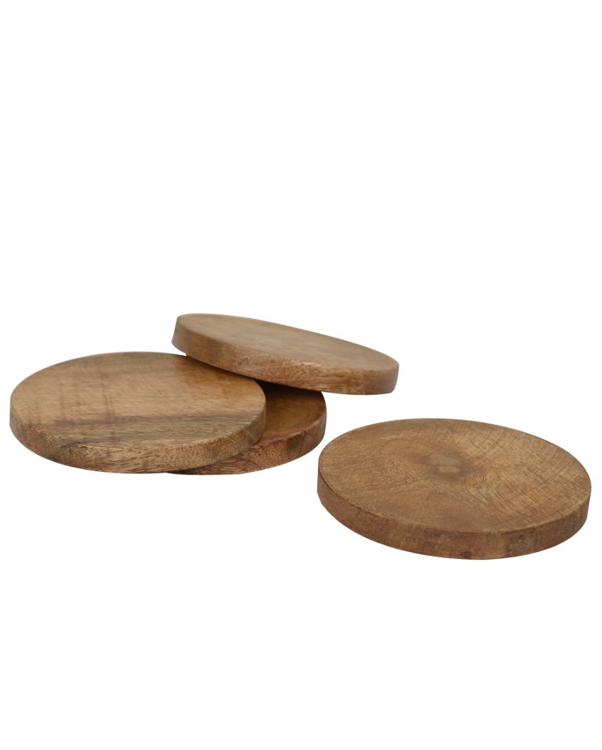 Aachman Wood Coasters | Set Of 4 | 4 inches