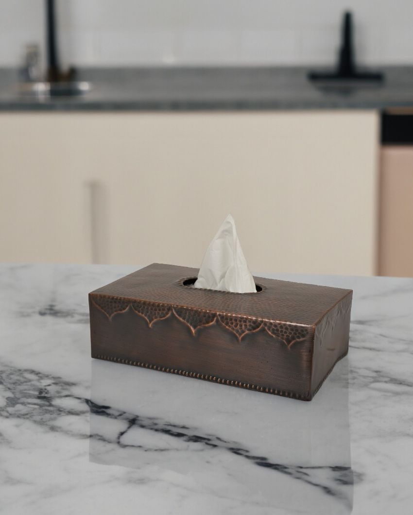 Antique Copper Finish Tissue Holder | 9 x 5 inches